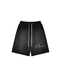 BLACK WASHED SHORT - NIRVVE SIGNATURE EMBROIDERY
